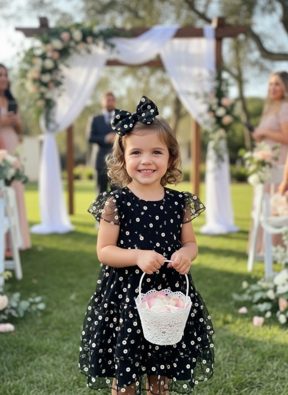 Blush by Us Angels Girls Black Floral Dress Size 14 Party Dress